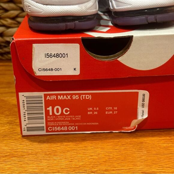 Nike Air Max 95 Td Sneakers Kids sz 10 - Picture 7 of 9